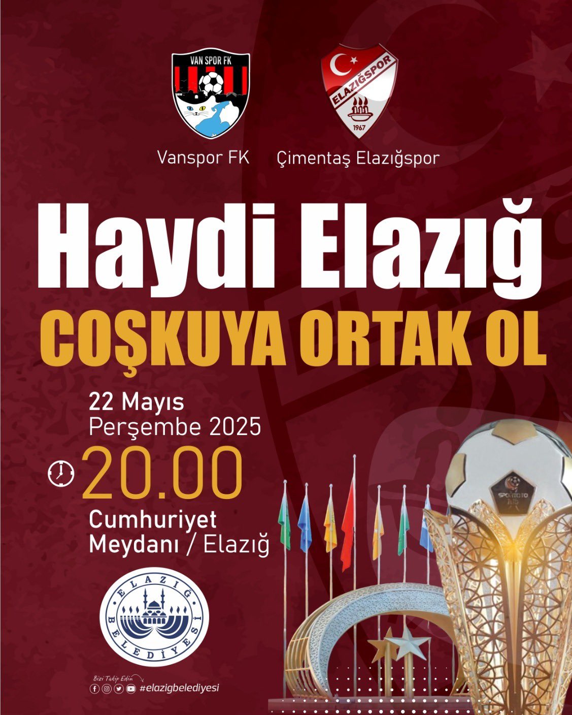 Elazığspor sevdalıları için dev ekrandan maç keyfi