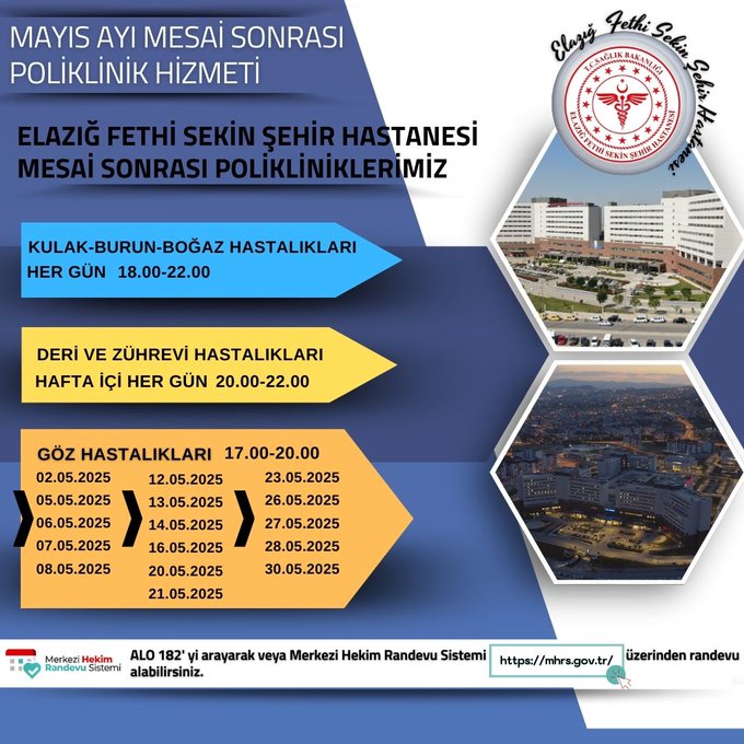 Mayıs ayında mesai sonrası nerede sağlık hizmeti alınabilir?