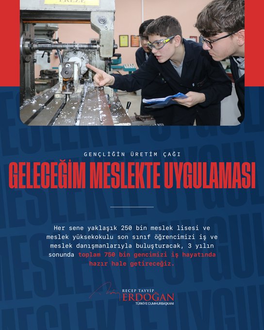 CUMHURBAŞKANI ERDOĞAN’DAN MESLEK LİSELİLERİNE MÜJDE