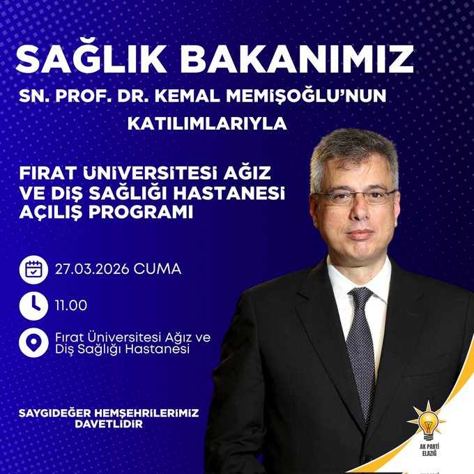 BAKAN PROF. DR. MEMİŞOĞLU YARIN ELAZIĞ’DA OLACAK