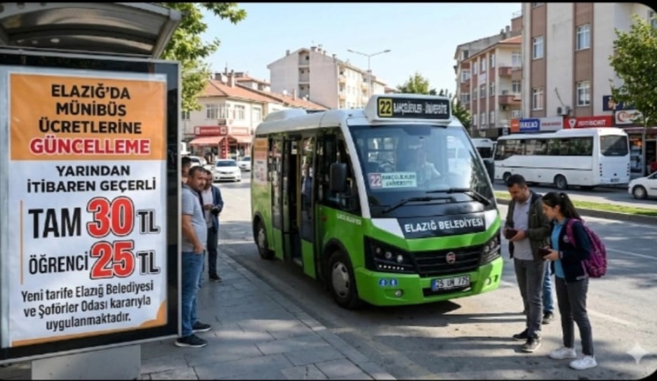 ELAZIĞ’DA MİNİBÜS ÜCRETLERİ ZAMLANDI