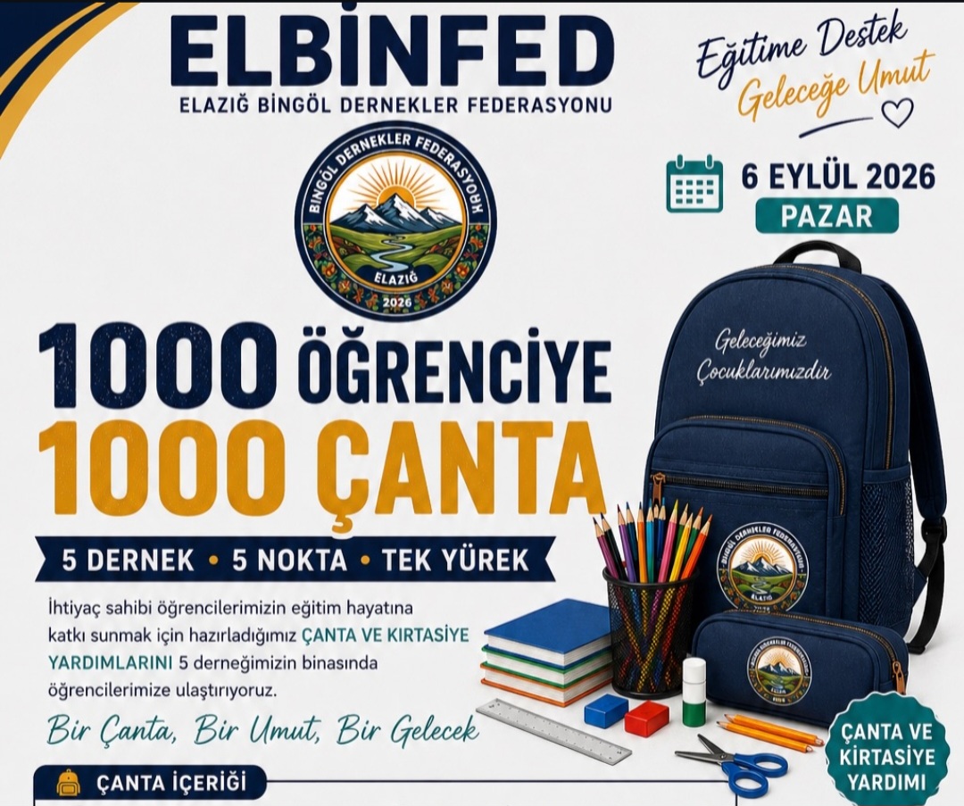 ELBİNFED BİN ÖĞRENCİYE BİN ÇANTA DAĞITACAK